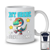 1st Grade Here I Come; Colorful Back To School T-Rex Dinosaurs; Boys Students Group T-Shirt