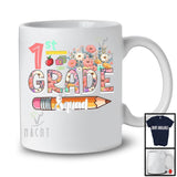 1st Grade Squad, Floral Back To School First Day Flowers Pencil, Students Teacher Group T-Shirt