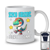 2nd Grade Here I Come; Colorful Back To School T-Rex Dinosaurs; Boys Students Group T-Shirt