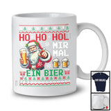 3Ho Mir Mal Ein Bier; Cheerful Christmas Sweater Santa Drinking Beer; Germany Drunker Snow T-Shirt