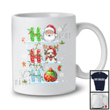 3Ho; Adorable Christmas Ornaments Santa Santa Australian Shepherd; Snowing X-mas Family Group T-Shirt