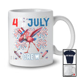 4th Of July Crew, Joyful Dabbing Flamingo American Flag Proud, Patriotic Friends Family Group T-Shirt