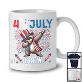 4th Of July Crew, Joyful Dabbing Sloth American Flag Proud, Patriotic Friends Family Group T-Shirt