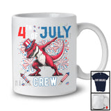 4th Of July Crew, Joyful Dabbing T-Rex American Flag Proud, Patriotic Friends Family Group T-Shirt