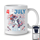 4th Of July Crew, Joyful Dabbing Unicorn American Flag Proud, Patriotic Friends Family Group T-Shirt