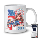 4th Of July, Adorable 4th Of July American Flag Girl, Fireworks Firecrackers Patriotic Group T-Shirt