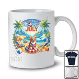 4th Of July, Adorable Summer Vacation Corgi On Beach Lover, Patriotic Family Group T-Shirt