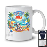 4th Of July, Adorable Summer Vacation Cow On Beach Lover, Patriotic Family Group T-Shirt