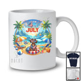 4th Of July, Adorable Summer Vacation Dachshund On Beach Lover, Patriotic Family Group T-Shirt