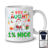 99% Naughty 1% Nice; Awesome Christmas Lights Santa Cat Lover; Family Snowing Around T-Shirt