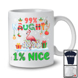 99% Naughty 1% Nice; Awesome Christmas Lights Santa Flamingo Lover; Family Snowing Around T-Shirt