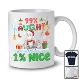 99% Naughty 1% Nice; Awesome Christmas Lights Santa Llama Lover; Family Snowing Around T-Shirt