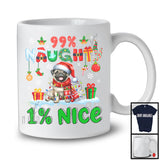 99% Naughty 1% Nice; Awesome Christmas Lights Santa Pug Lover; Family Snowing Around T-Shirt