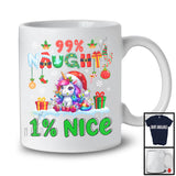 99% Naughty 1% Nice; Awesome Christmas Lights Santa Unicorn Lover; Family Snowing Around T-Shirt