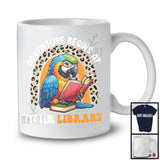 Adventure Begins At Your Library, Adorable Summer Macaw Reading Book, Leopard Rainbow T-Shirt