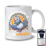 Adventure Begins At Your Library, Adorable Summer Pigeon Reading Book, Leopard Rainbow T-Shirt