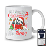 All I Want For Christmas Is Sleep; Adorable X-mas Lights Santa Lazy Panda Snowing; Zoo Animal T-Shirt