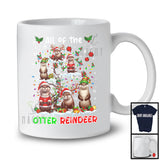 All Of The Otter Reindeer; Humorous Christmas Otter On X-mas Tree Lights; Snowing Animal T-Shirt