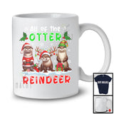 All Of The Otter Reindeer; Humorous Christmas Three Otters Santa; X-mas Lights Animal T-Shirt