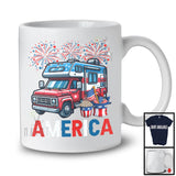 America, Amazing 4th Of July Camping Truck Lover USA Flag Fireworks, Matching Patriotic Group T-Shirt