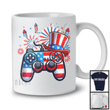 American Flag Game Controller, Cheerful 4th of July Gamer Gaming, US Fireworks Patriotic T-Shirt