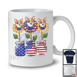 American Flag Sunflower, Amazing 4th Of July Corgi Owner, Women Patriotic Group T-Shirt