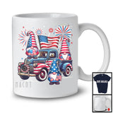 American Flag Three Gnomes On Pickup Truck, Adorable 4th Of July Fireworks, Patriotic Squad T-Shirt