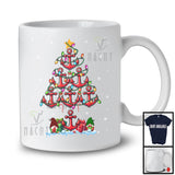 Anchor Christmas Tree Lights; Joyful Plaid Gnomes Anchor Boating; Snowing Family Group T-Shirt