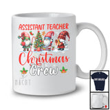 Assistant Teacher Christmas Crew; Adorable X-mas Tree Three Gnomes; Snowing Jobs Group T-Shirt