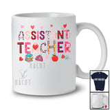 Assistant Teacher; Lovely Valentine's Day Leopard Plaid Hearts; Proud Jobs Careers Family Group T-Shirt