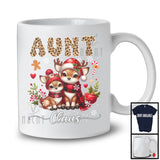 Aunt Claus; Lovely Christmas Leopard Plaid Reindeer Lover; X-mas Snowing Family Group T-Shirt