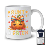 Aunt Of The Patch; Adorable Thanksgiving Pumpkin Face; Fall Leaves Family Group T-Shirt