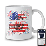 Aunt, Awesome 4th Of July American Flag Sunflower, Fireworks Patriotic Family Group T-Shirt