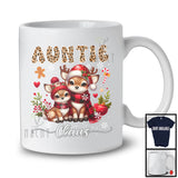 Auntie Claus; Lovely Christmas Leopard Plaid Reindeer Lover; X-mas Snowing Family Group T-Shirt