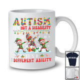 Autism Not A Disability It's A Different Ability; Lovely Christmas Autistic Elf Dabbing; Family T-Shirt