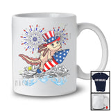 Axolotl Riding Firecracker, Amazing 4th Of July American Flag Fireworks, Patriotic Group T-Shirt