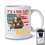 Bad Day To Be A Beer, Humorous 4th Of July Bear Drinking Beer, Vintage US Flag Patriotic T-Shirt