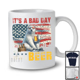 Bad Day To Be A Beer, Humorous 4th Of July Polar Bear Drinking Beer, Vintage US Flag Patriotic T-Shirt