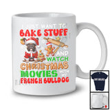 Bake Stuff Watch Christmas Movies With French Bulldog; Adorable Snow Gingerbread; Baker T-Shirt