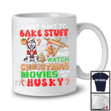 Bake Stuff Watch Christmas Movies With Husky; Adorable Snow Gingerbread; Baking Baker T-Shirt