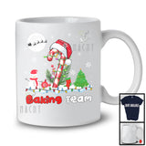 Baking Team; Adorable Christmas Candy Cane Santa; X-mas Lights Snowing Baker Group T-Shirt