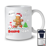 Baking Team; Adorable Christmas Gingerbread Santa; X-mas Lights Snowing Baker Group T-Shirt