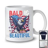 Bald Is Beautiful, Proud 4th Of July American Flag Eagle Lover, Matching US Patriotic Group T-Shirt