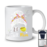 Ball Mom, Cheerful Mother's Day Messy Bun Hair Softball Baseball Glasses, Sport Player Team T-Shirt