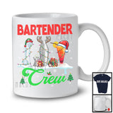 Bartender Crew; Cheerful Christmas Three Santa Elf Reindeer Jobs Tools; Proud Careers T-Shirt