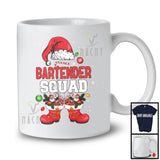 Bartender Squad; Cheerful Christmas Leopard Santa Costume Snowing; Men Jobs Group T-Shirt