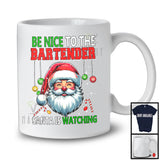 Be Nice To The Bartender; Awesome Christmas Santa Face; X-mas Men Jobs Careers Group T-Shirt