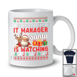 Be Nice To The IT Manager Santa Is Watching; Amusing Christmas Sweater Santa; Jobs Careers T-Shirt