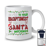 Be Nice To Your Receptionist Santa Is Watching; Fantastic Christmas Lights Plaid; Jobs Careers T-Shirt