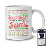 Be Nice To Your Receptionist Santa Is Watching; Fantastic Christmas Sweater Plaid; Jobs T-Shirt